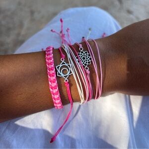 🌸NEW Pura Vida Inspired/Pink/Barbie/ Love/  Set 5 Handmade Adjustable Bracelets
